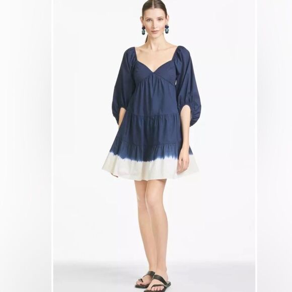 Sachin & Babi Midnight Dress with Puff Sleeves Sz S - Picture 1 of 5